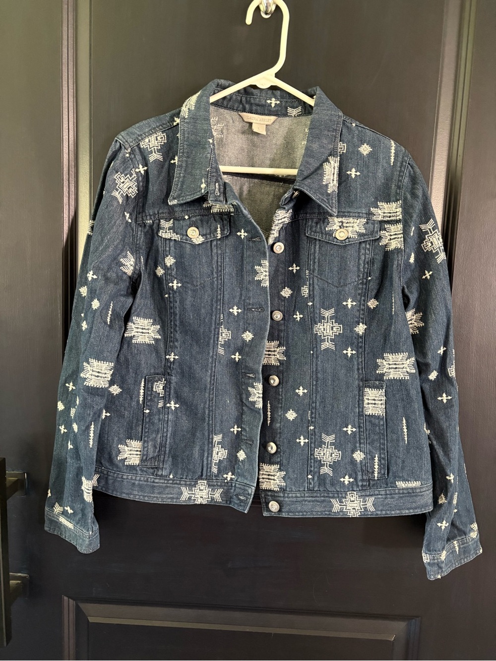 Laura Ashley Women’s Embroidered Southwestern Denim Jacket Size L